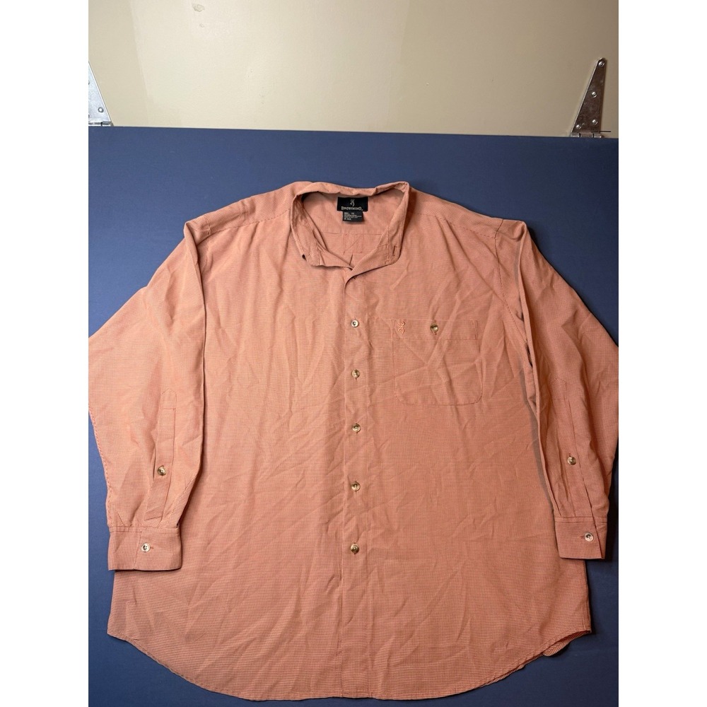 Browning Men's 2XL Big & Tall Brown Check Long Sleeve Button-Up Pockets